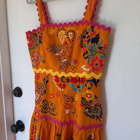 Anthropologie Maeve Sunset Embroidered Midi Dress 6 petite - Picture 3 of 5